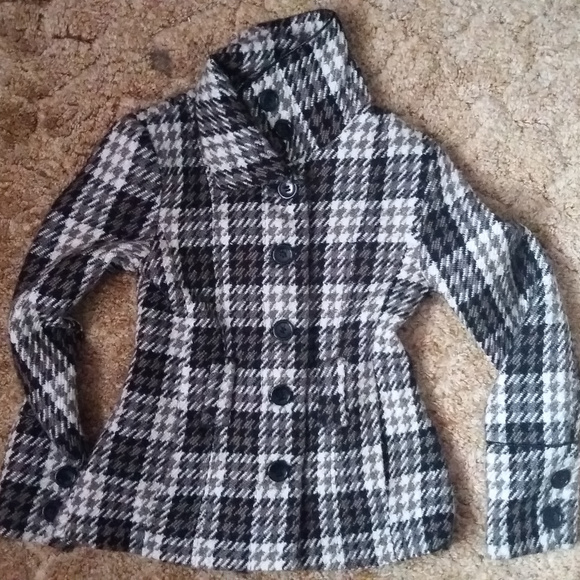 Suzy Shier Fall Winter Houndstooth Plaid Coat - Picture 4 of 6